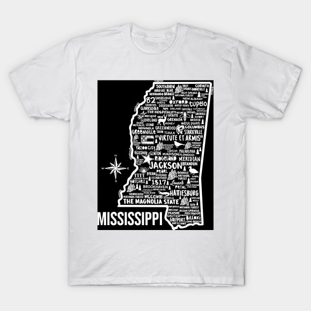 Mississippi Map T-Shirt by fiberandgloss